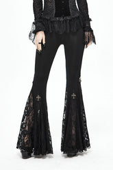 Schwarze Gothic-Hose mit gekreuzter Spitze